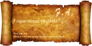 Fogarassy Anikó névjegykártya